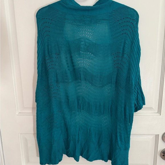 Jaclyn Smith Teal Textured Open Shrug Size 2X New With Tags - Picture 3 of 8